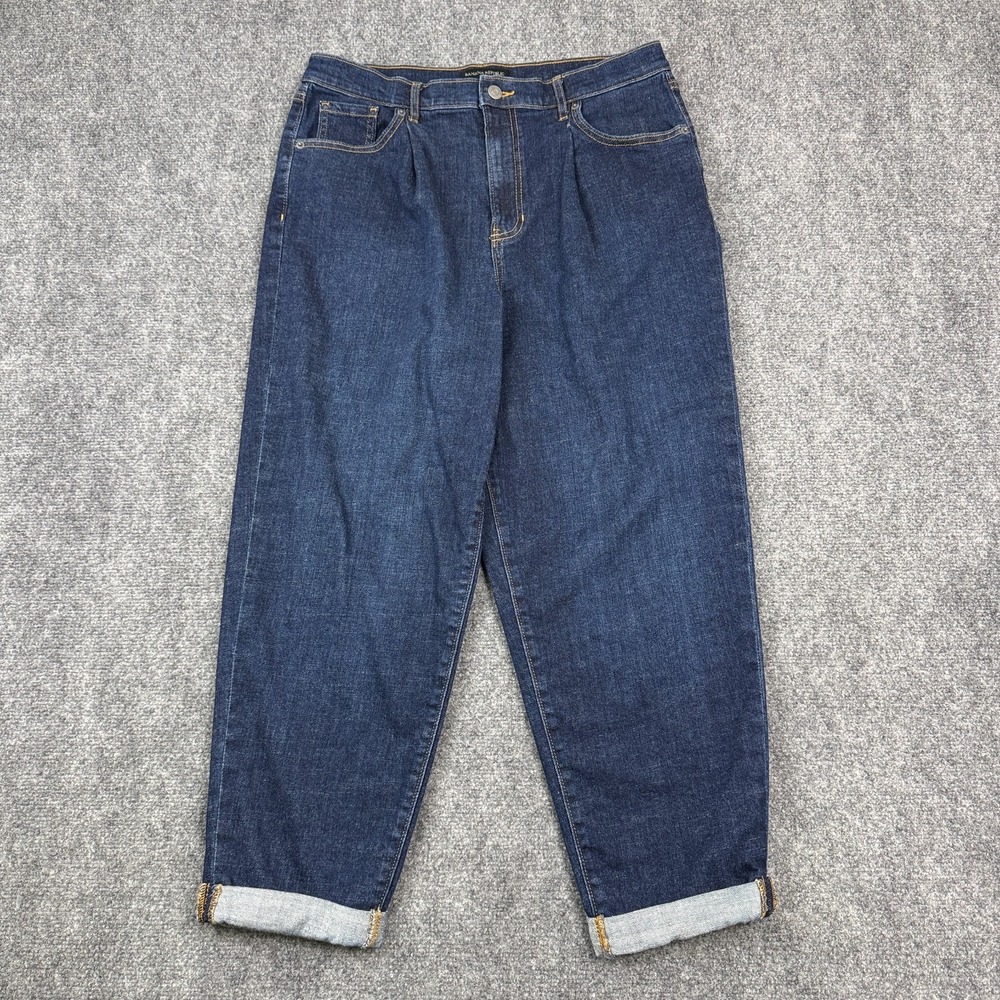 Banana Republic Womens High Rise Slouchy Jeans Size 12 Baggy Cuffed Medium Wash